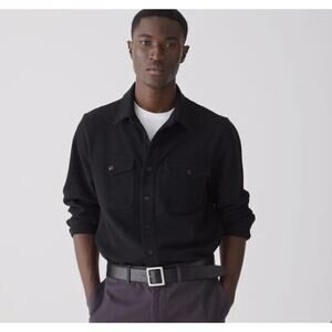 J. Crew Seaboard Soft-Knit Black Shirts with Camp Pockets Med BV899